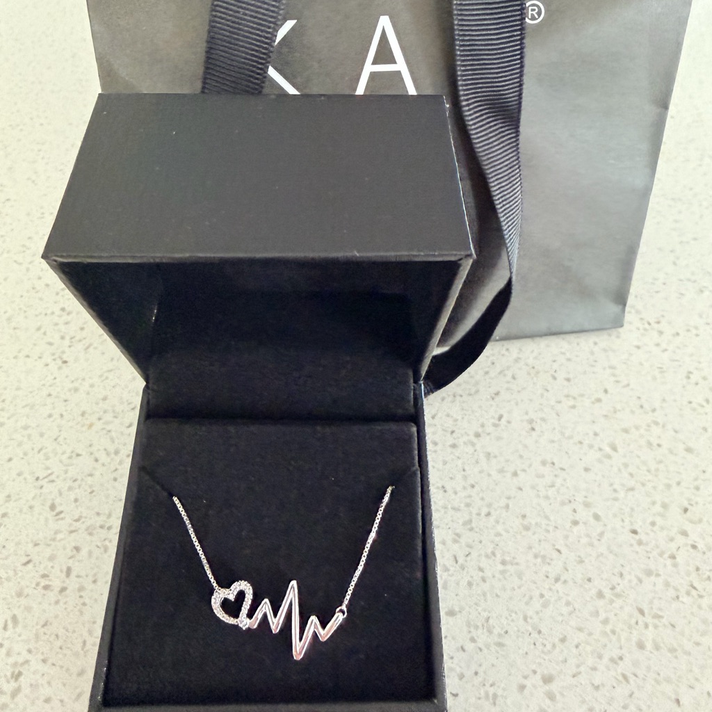 Real Sterling Silver Heartbeat Necklace